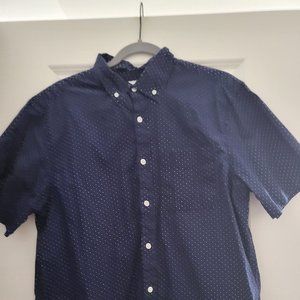 Navy blue polka dot short sleet shirt